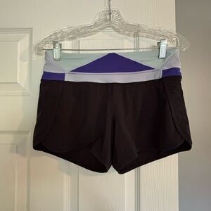lululemon athletica Black Shorts with Purple and Gray Accents